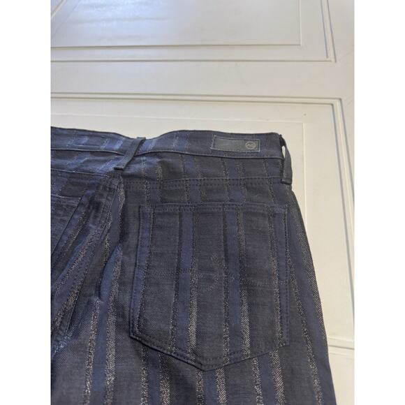 AG Adiano Goldschmied Farrah Skinny Ankle Jean 27R Black Blue Metallic Striped - Picture 6 of 8